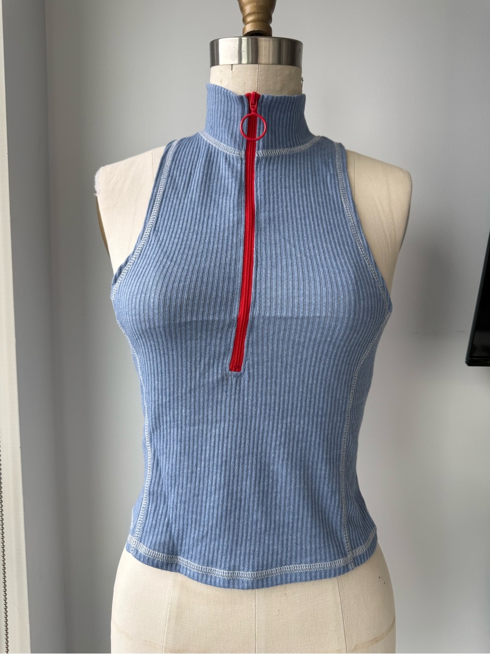 Urban Outfitters Mock Neck Tank with Red Zip